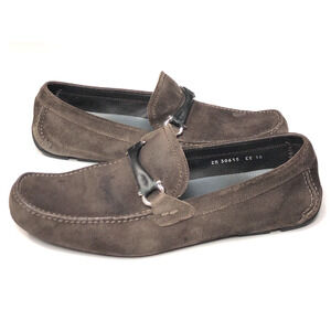 Salvatore Ferragamo Gran Prix Driver Loafers Mens SZ 10 EE Brown Suede Leather